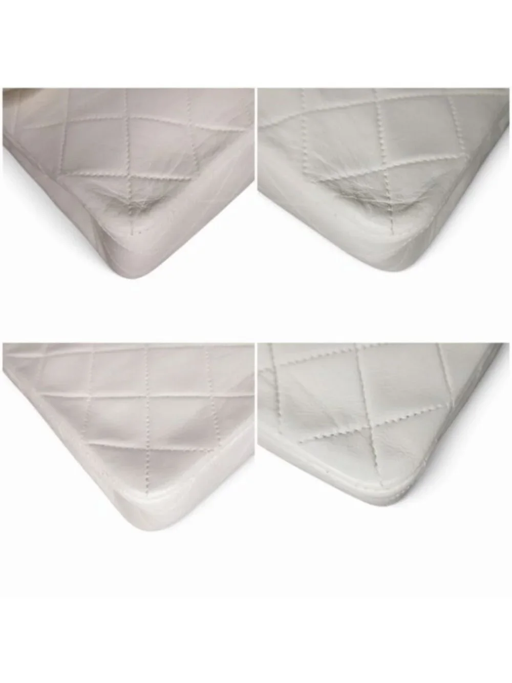Chanel Quilted Chain Shoulder Bag Cross Lambskin White